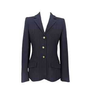 Chanel Cruise 2010  (10C) Jacket Navy Boucle Blazer Gold CC Buttons FR 38 US 6
